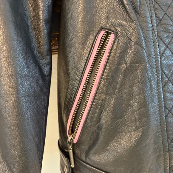 Harley Davidson Pink Label Swarovski Crystal Leather Biker Jacket Womens M - Picture 8 of 17